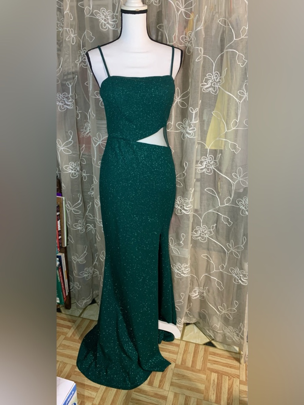 Windsor Emerald Green Glitter Mermaid Dress